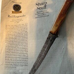 Fillet Knife Damascus Steel Red Forgeworks